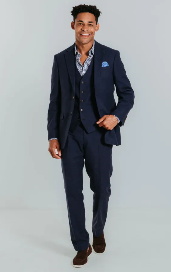 Navy Linen 3 Piece Suit - photo 1 Navy Linen 3 Piece Suit - photo 1