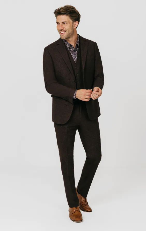 Burgundy Donegal Tweed 3 Piece Suit - photo 1 Burgundy Donegal Tweed 3 Piece Suit - photo 1