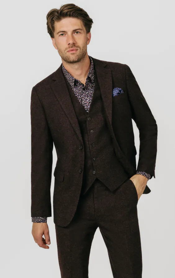 Burgundy Donegal Tweed 3 Piece Suit Burgundy Donegal Tweed 3 Piece Suit