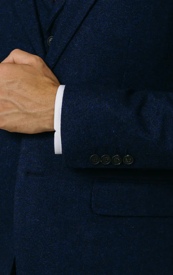 Navy Donegal Tweed 3 Piece Suit - photo 2