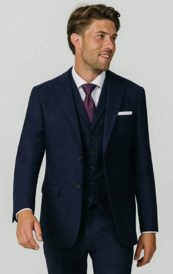 Navy Donegal Tweed 3 Piece Suit
