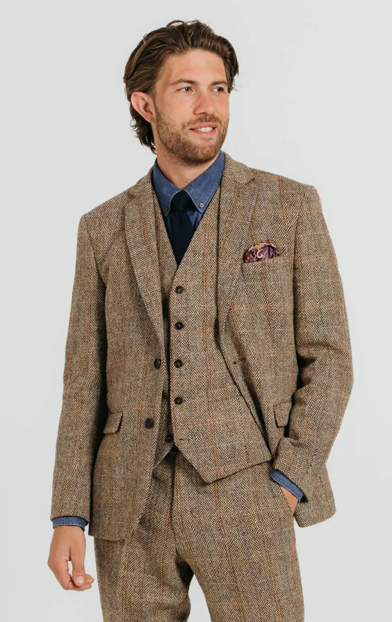 Harris Tweed Brown Windowpane Check Tweed Suit Harris Tweed Brown Windowpane Check Tweed Suit