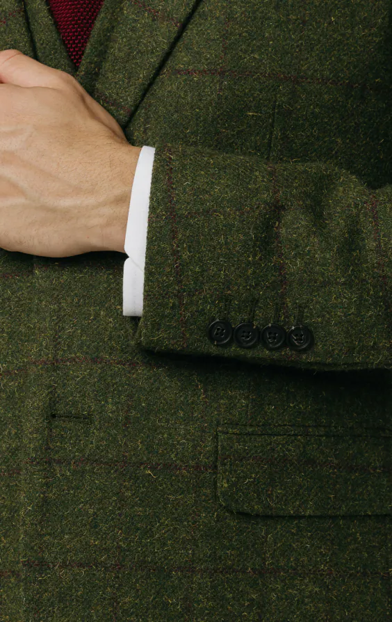Green Windowpane Check Tweed 3 Piece Suit - photo 2 Green Windowpane Check Tweed 3 Piece Suit - photo 2