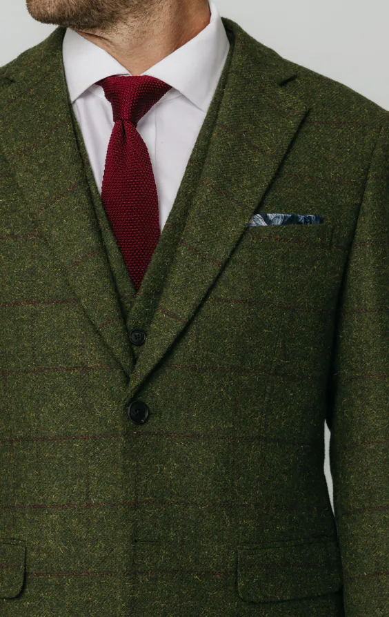 Green Windowpane Check Tweed 3 Piece Suit - photo 3 Green Windowpane Check Tweed 3 Piece Suit - photo 3