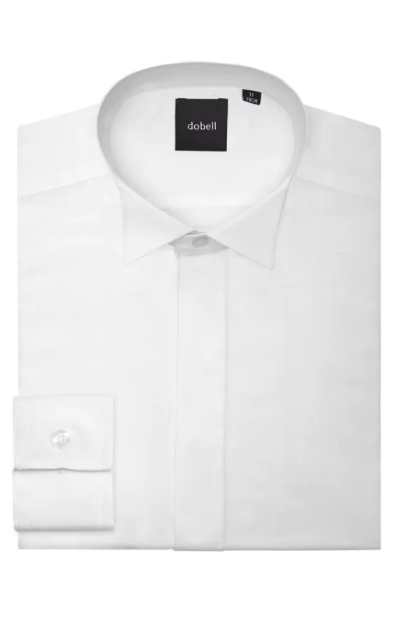 Boys Wing Collar, Plain Fly Front Tuxedo Shirt