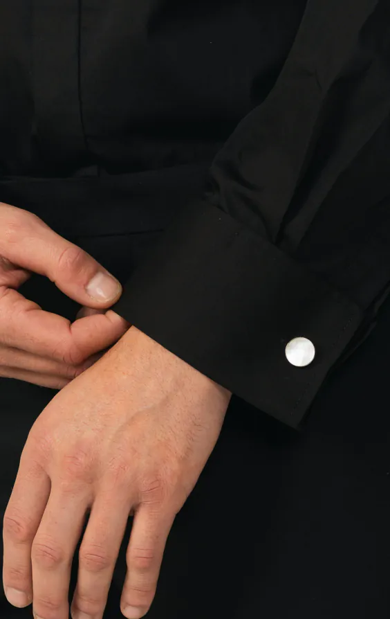 Wing Collar, Plain Front Black Tuxedo Shirt by Dobell - photo 3 Wing Collar, Plain Front Black Tuxedo Shirt by Dobell - photo 3