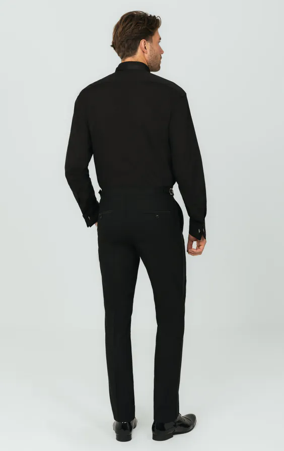 Wing Collar, Plain Front Black Tuxedo Shirt by Dobell - photo 4 Wing Collar, Plain Front Black Tuxedo Shirt by Dobell - photo 4