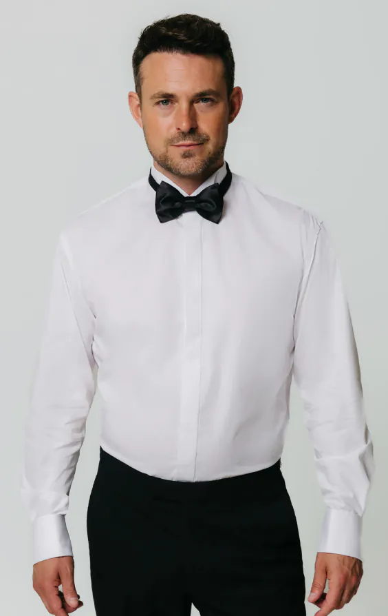 Wing Collar, Plain Front Tuxedo Shirt Wing Collar, Plain Front Tuxedo Shirt