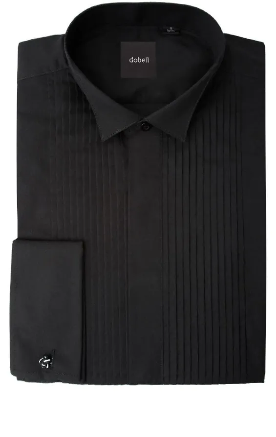 Wing Collar, Pleated Front, Black Tuxedo Shirt by Dobell - photo 1 Wing Collar, Pleated Front, Black Tuxedo Shirt by Dobell - photo 1