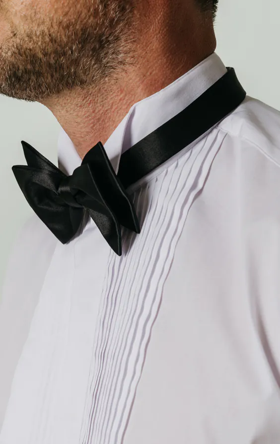 Wing Collar, Pleated Front Tuxedo Shirt - photo 2