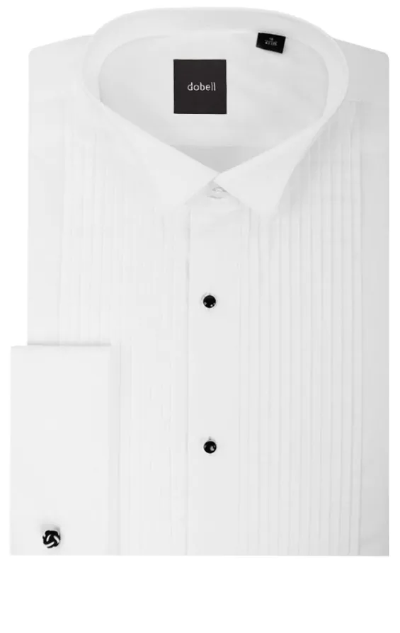 100% Cotton, Wing Collar, Stud Button Pleated Front Tuxedo Shirt by Dobell - photo 1 100% Cotton, Wing Collar, Stud Button Pleated Front Tuxedo Shirt by Dobell - photo 1