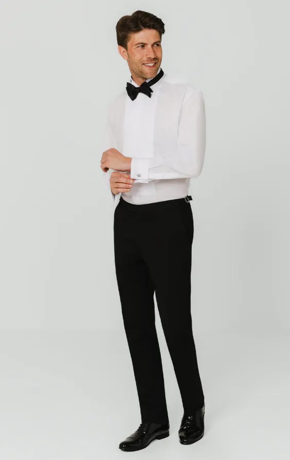 Dobell White Slim Fit Pleated Front Tuxedo Shirt with Wing Collar - photo 2 Dobell White Slim Fit Pleated Front Tuxedo Shirt with Wing Collar - photo 2