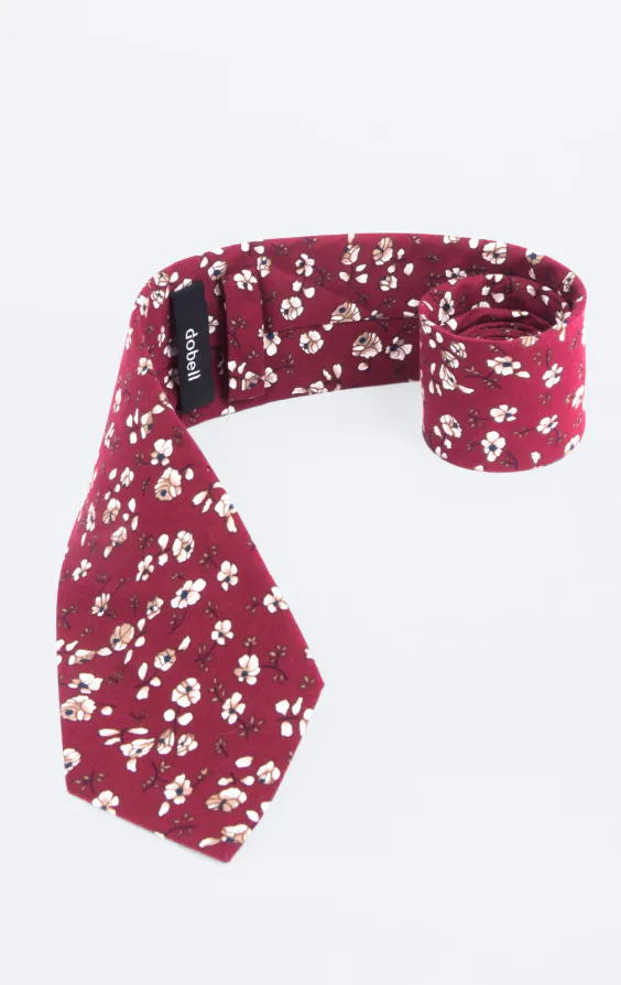 Red and White Floral Tie - photo 1