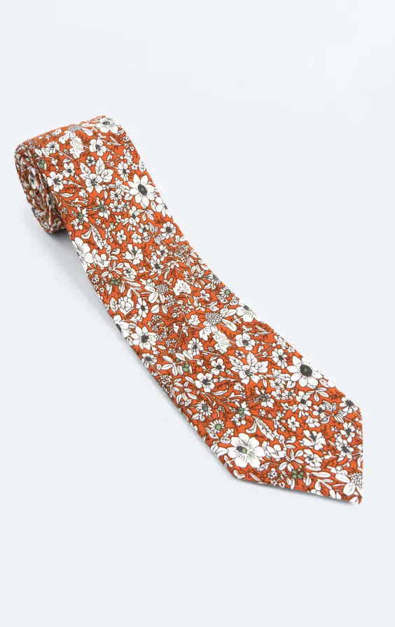 Orange Floral Tie - photo 2