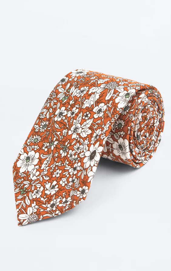 Orange Floral Tie