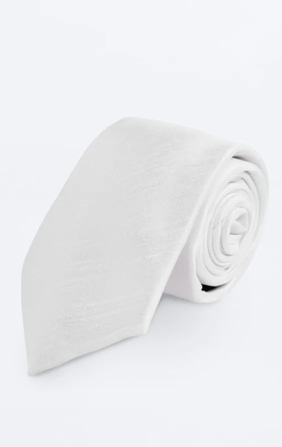 White Dupion Tie White Dupion Tie