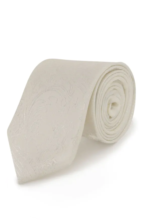 Dobell Boys Pearl Ivory Paisley Tie Dobell Boys Pearl Ivory Paisley Tie