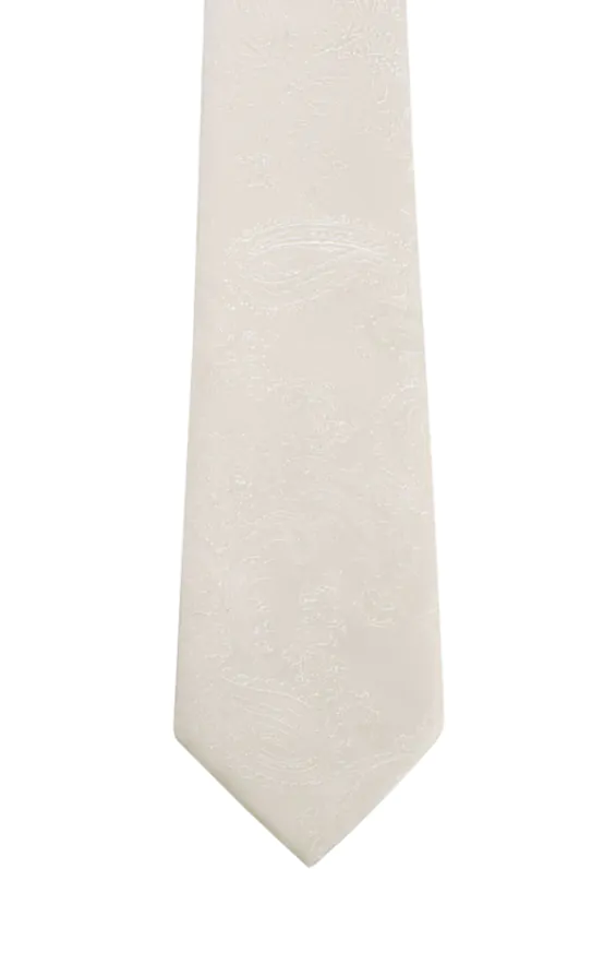 Boys Pearl White Paisley Tie - photo 1