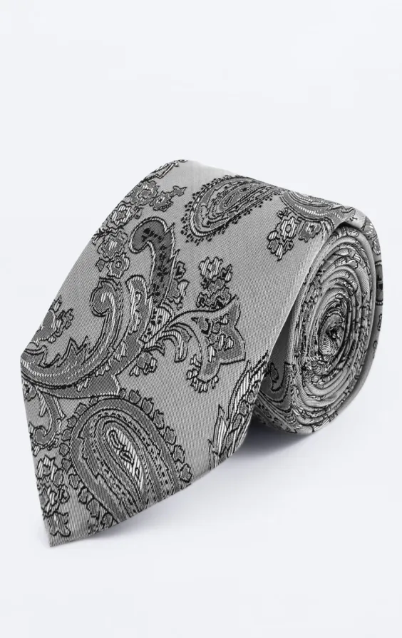 Dobell Grey Paisley Tie Dobell Grey Paisley Tie