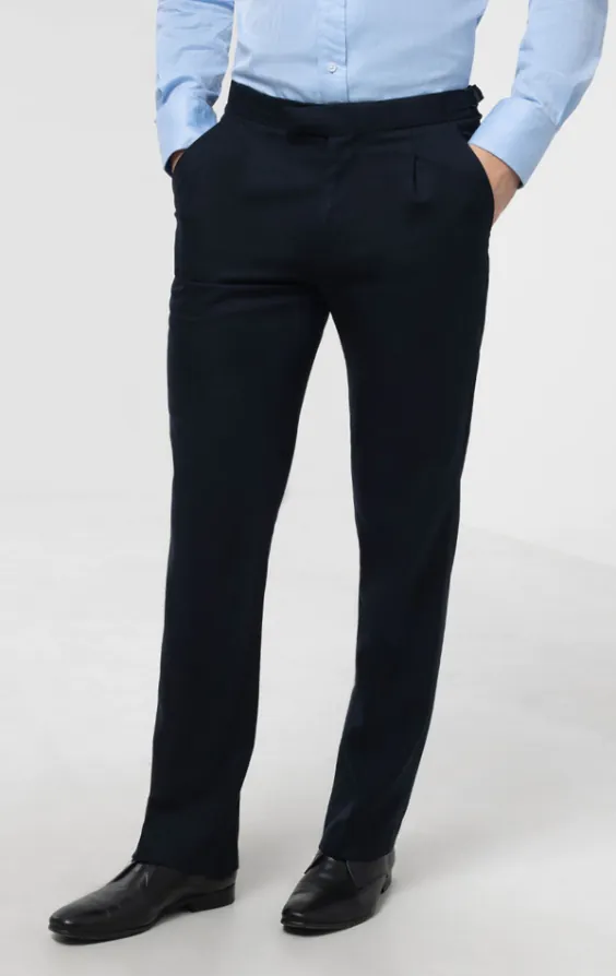 Dobell Navy Herringbone Morning Suit Trousers