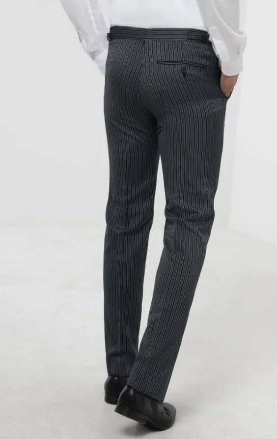 Dobell Black & Grey Striped Slim Fit Morning Suit Trousers - photo 2