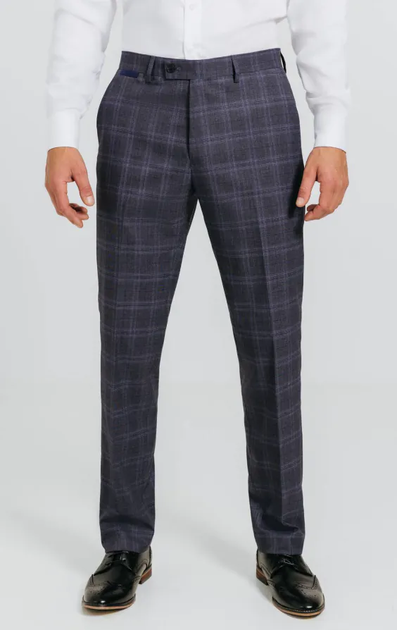 Grey and Blue Check with Navy Trim Suit Jacket - photo 5