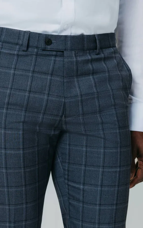 Blue Bold Windowpane Check Suit Trousers - photo 1