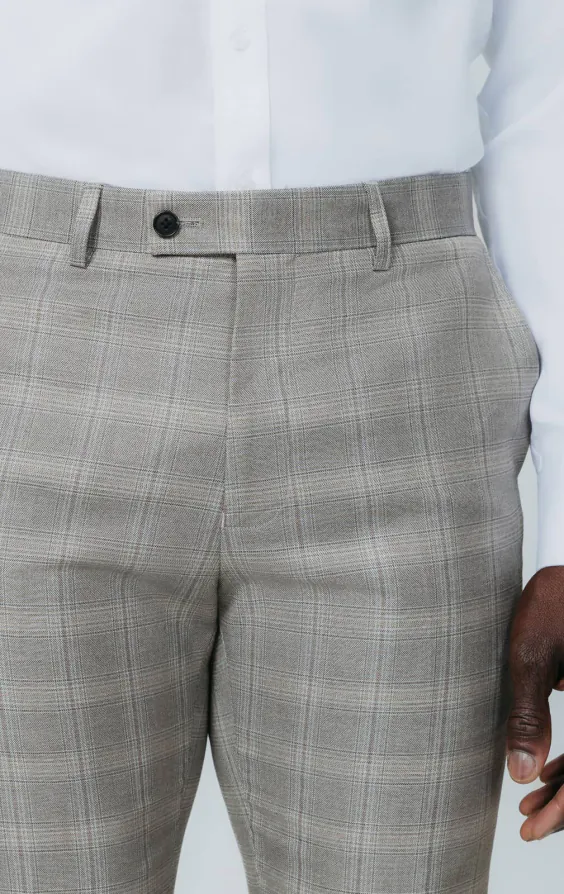 Taupe Check Suit Trousers - photo 1