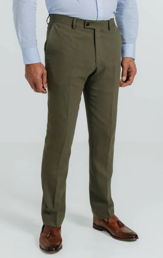 Green Linen Twill Suit Trousers Green Linen Twill Suit Trousers