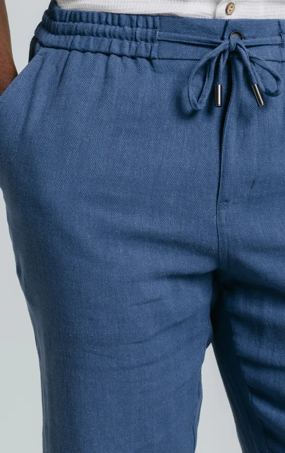 Blue Linen Herringbone Trousers - photo 2 Blue Linen Herringbone Trousers - photo 2