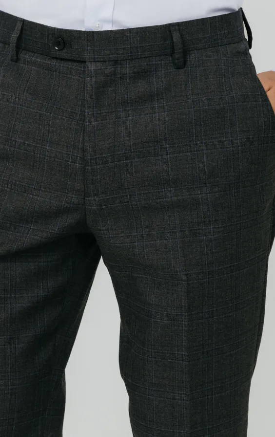 Charcoal Windowpane Check Suit Trousers - photo 1 Charcoal Windowpane Check Suit Trousers - photo 1