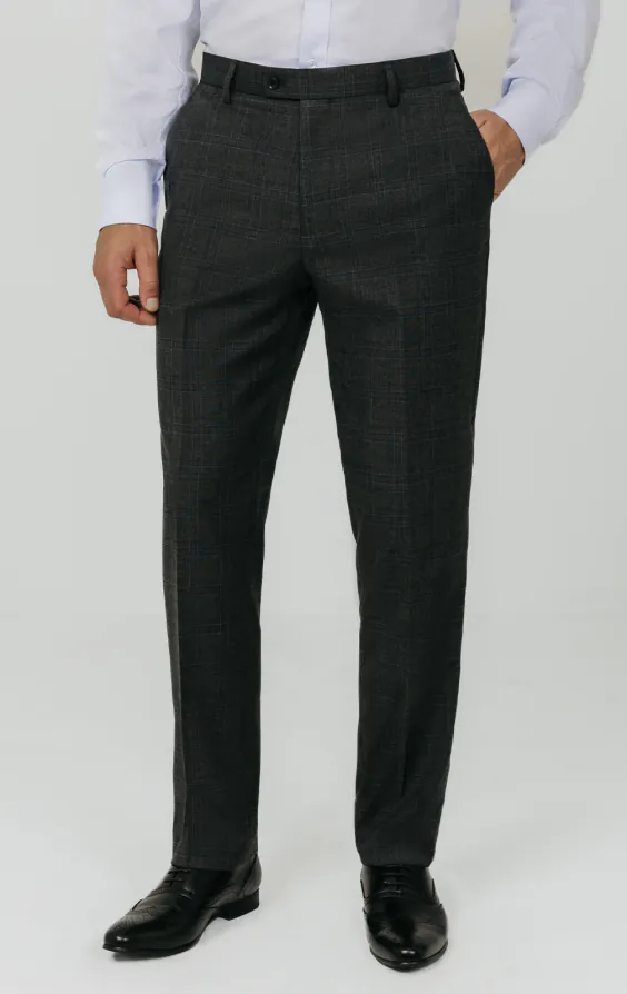 Charcoal Windowpane Check Suit Trousers Charcoal Windowpane Check Suit Trousers