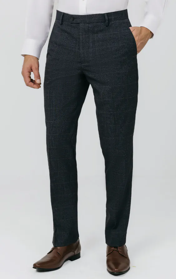 Navy with Rust Check Suit Trousers Navy with Rust Check Suit Trousers
