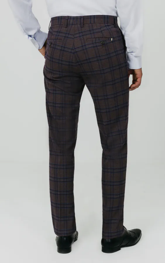Burgundy with Blue Windowpane Check Suit Trousers - photo 2 Burgundy with Blue Windowpane Check Suit Trousers - photo 2
