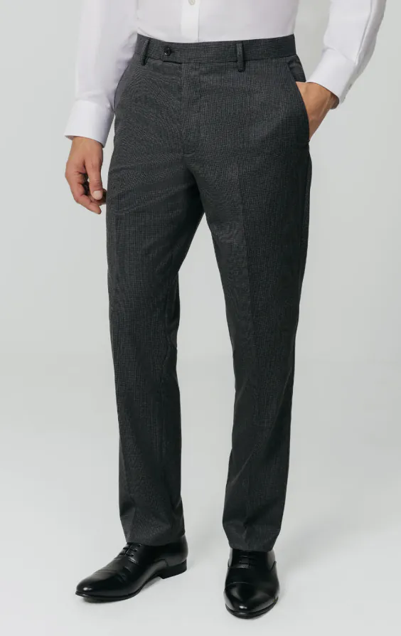 Charcoal Puppytooth Check Suit Trousers Charcoal Puppytooth Check Suit Trousers