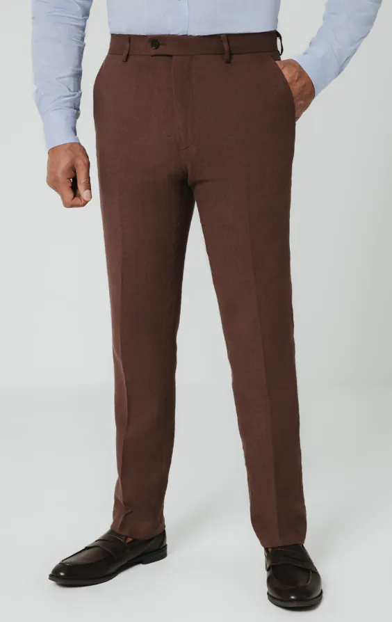 Mocha Linen Suit Trousers