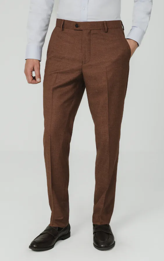 Rust Brown Textured Weave Suit Trousers Rust Brown Textured Weave Suit Trousers