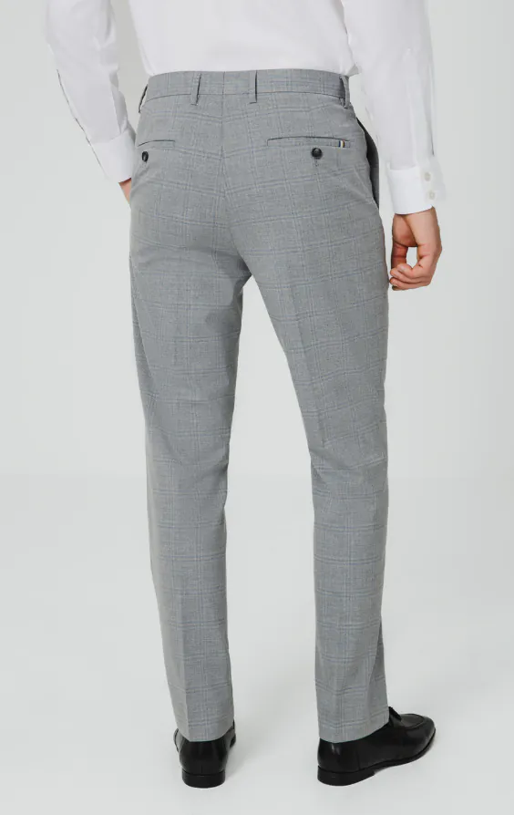 Light Grey & Blue Check Suit Trousers - photo 2