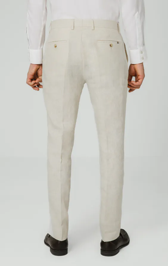 Cream Pure Linen Suit Trousers - photo 2