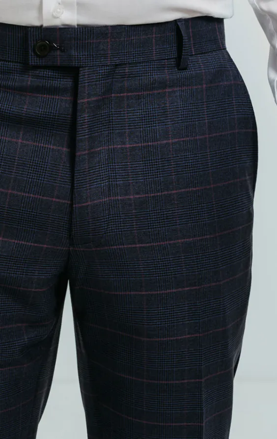 Navy with Pink Check Suit Trousers - photo 1 Navy with Pink Check Suit Trousers - photo 1