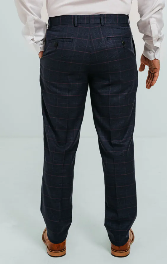 Navy with Pink Check Suit Trousers - photo 2 Navy with Pink Check Suit Trousers - photo 2