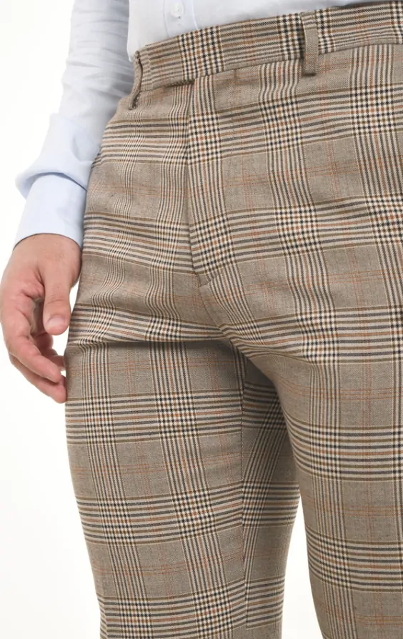 Dobell Brown Check Suit Trousers Dobell