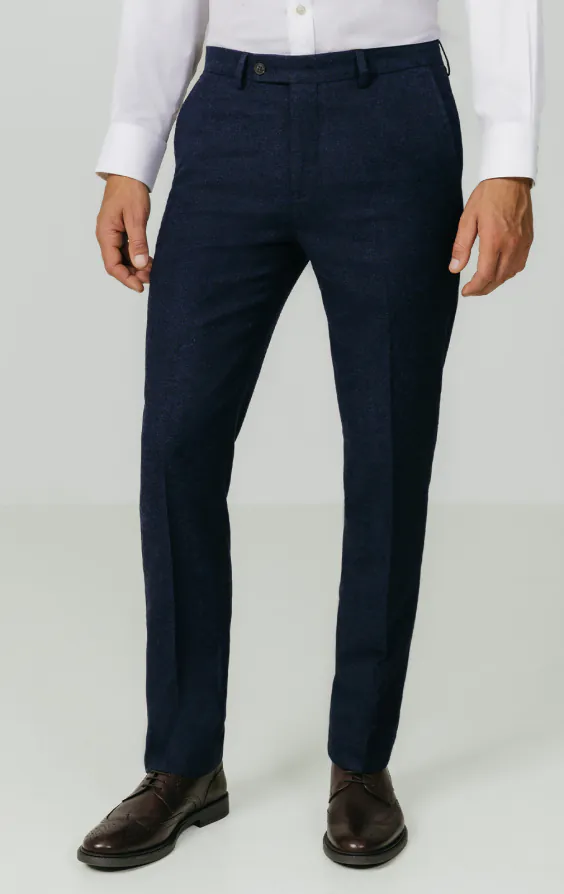 Dobell Navy Donegal Tweed Trousers Dobell Navy Donegal Tweed Trousers