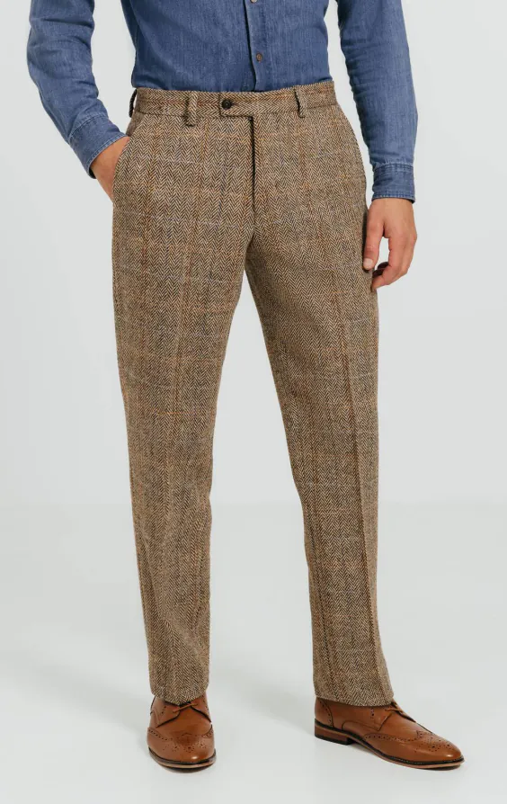 Harris Tweed Brown Windowpane Check Tweed Suit Trousers Harris Tweed Brown Windowpane Check Tweed Suit Trousers