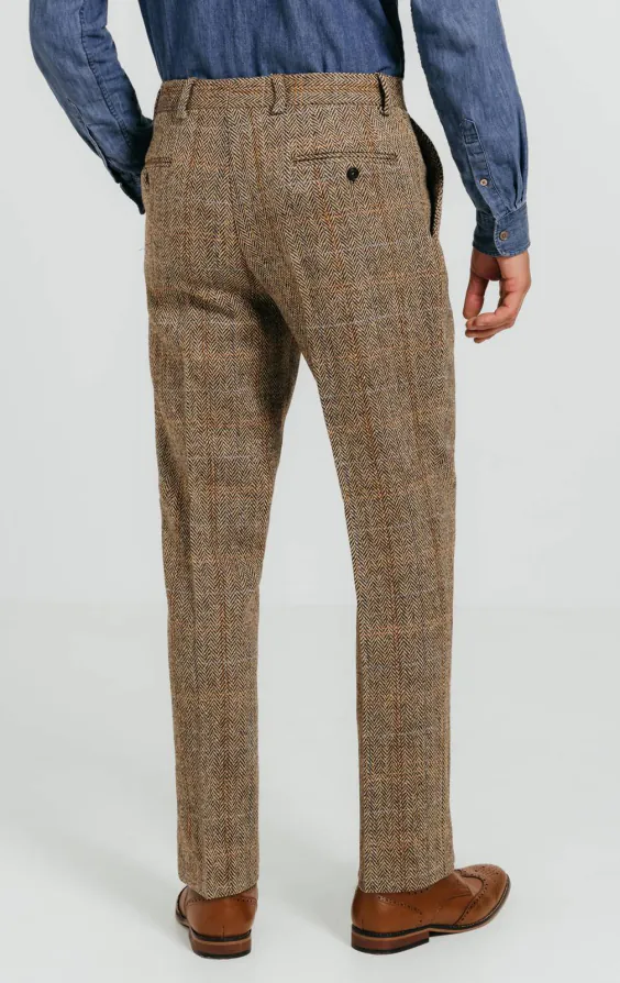Harris Tweed Brown Windowpane Check Tweed Suit Trousers - photo 2 Harris Tweed Brown Windowpane Check Tweed Suit Trousers - photo 2