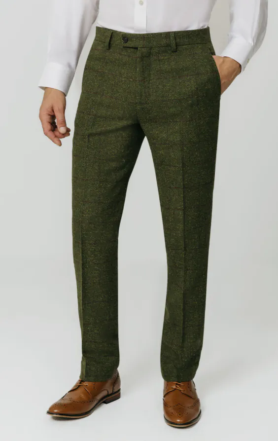 Dobell Green Windowpane Check Tweed Trousers Dobell Green Windowpane Check Tweed Trousers