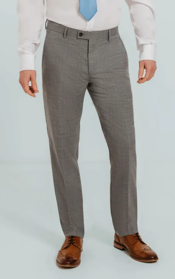 Light Grey Check Suit Trousers Light Grey Check Suit Trousers