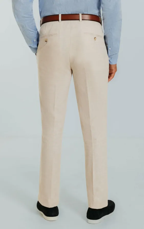 Cream Linen Slim Fit Suit Trousers - photo 2 Cream Linen Slim Fit Suit Trousers - photo 2