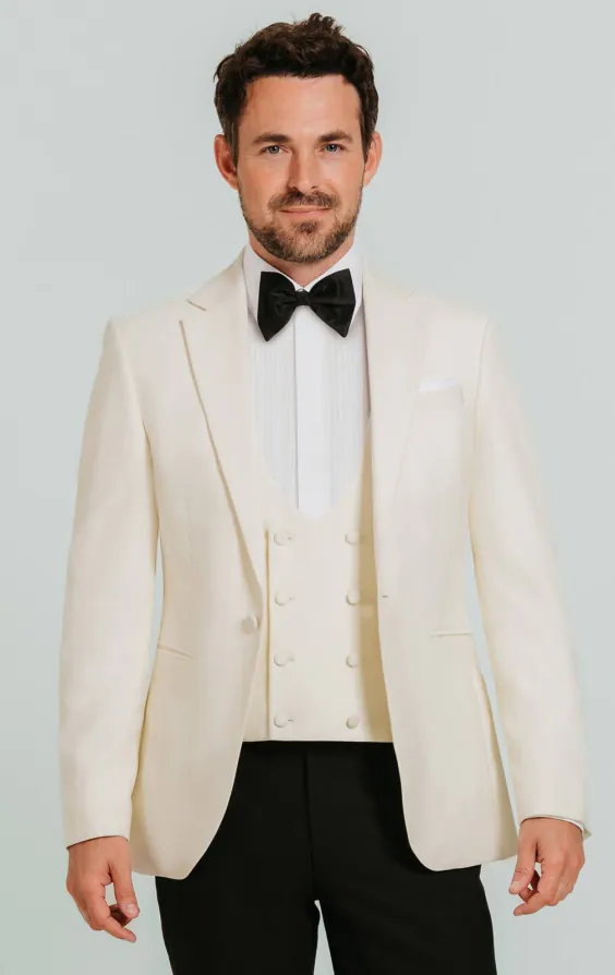 White Notch Lapel 3 Piece Tuxedo White Notch Lapel 3 Piece Tuxedo