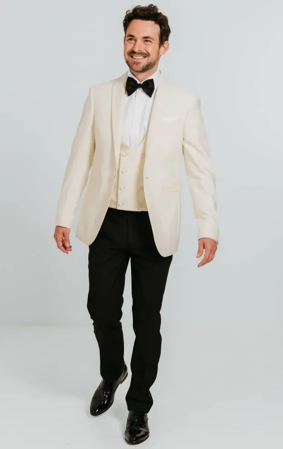 White Shawl Lapel 3 Piece Tuxedo - photo 1
